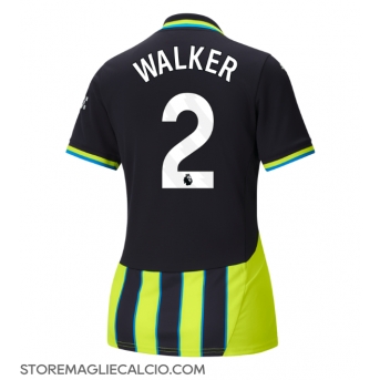 Manchester City Kyle Walker #2 Maglia Gara Trasferta Repliche 2024-25 Donna Maniche Corte